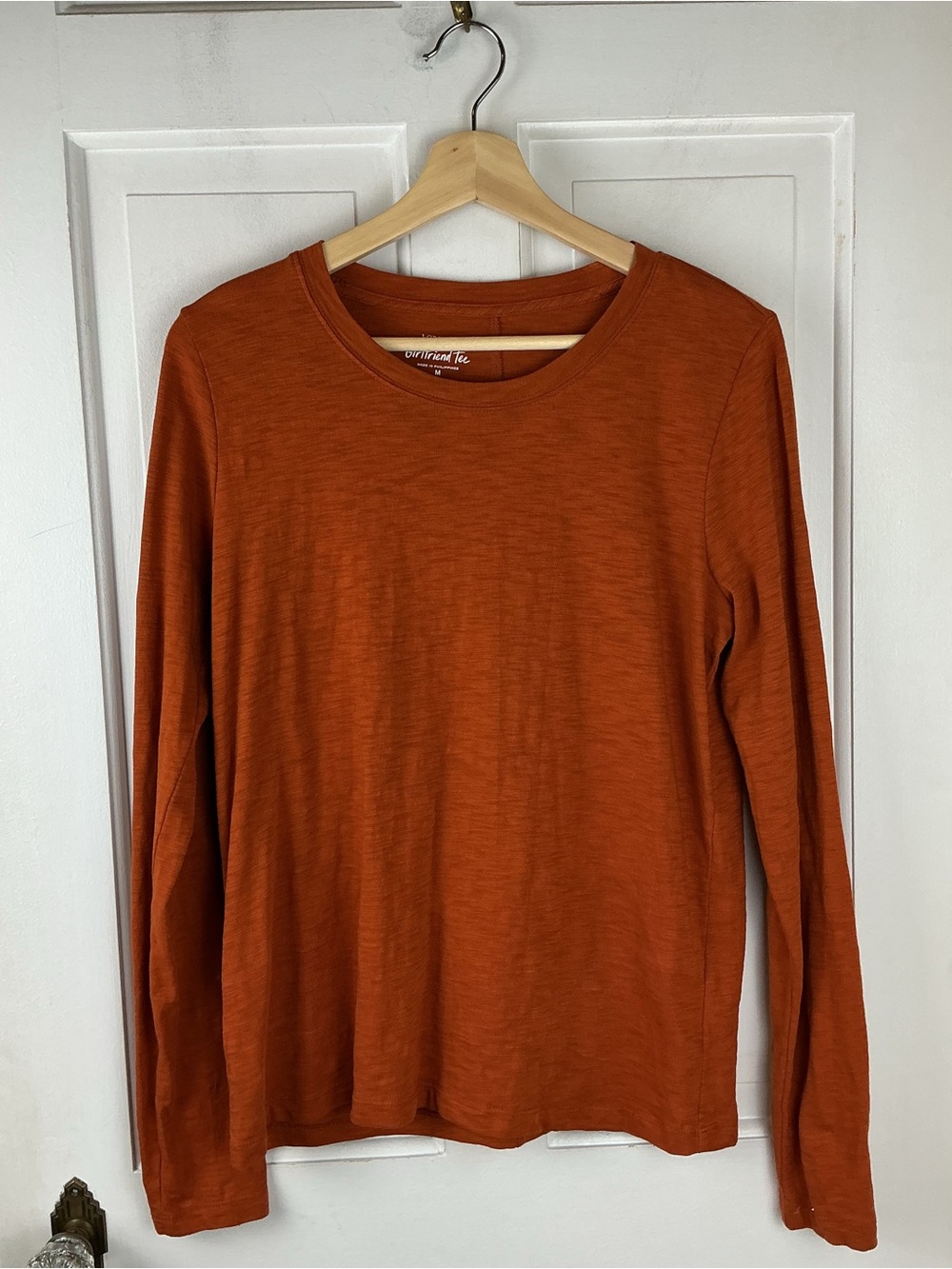 J.Crew Girlfriend Tee Rust Terracotta Long Sleeve T-Shirt Size M